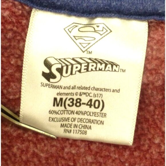 Superman Logo DC Comics Mens Full Front Zip Up Hoodie Burgundy & Blue Med - Picture 5 of 9